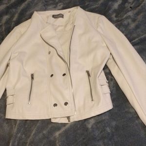 Bagatelle white leather women's jacket Large